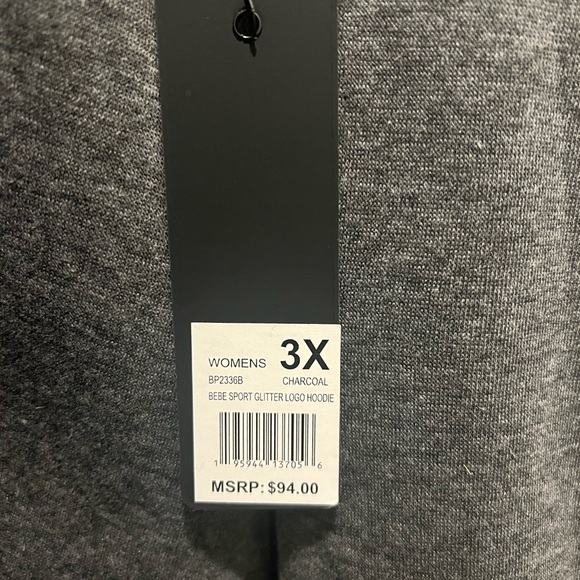 NWT WOMENS BEBE HOODIE GREY size 3x nice gift - Picture 4 of 4